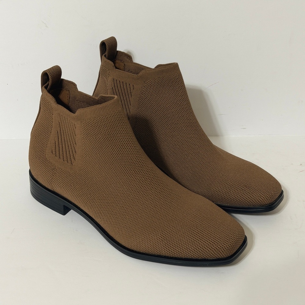 VIVAIA Square Toe Boots -Ryan Slip On Womens 37 Us 6.5  Booties Espresso Brown
